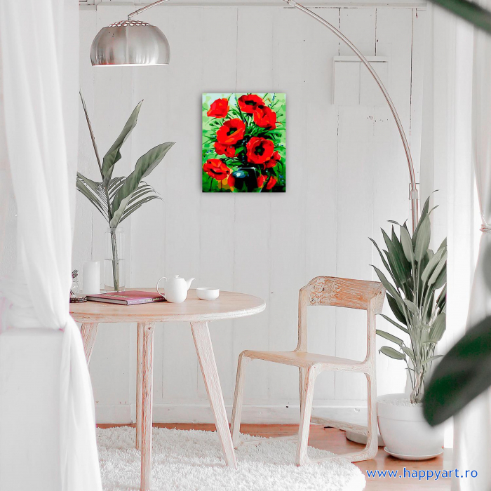 Set pictura pe numere, cu sasiu, Buchet de Maci, 40x50 cm, 29 culori [3]