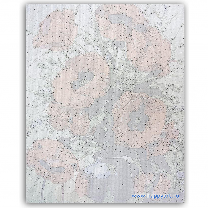 Set pictura pe numere, cu sasiu, Buchet de Maci, 40x50 cm, 29 culori [7]