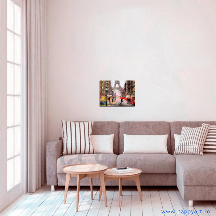Set pictura pe numere, cu sasiu, Parisul in Ploaie, 40x50 cm, 30 culori [3]