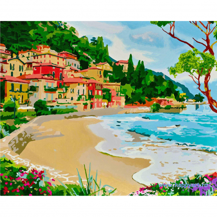 Set Pictura pe numere cu sasiu, Oras la Malul Marii, 40x50 cm [4]