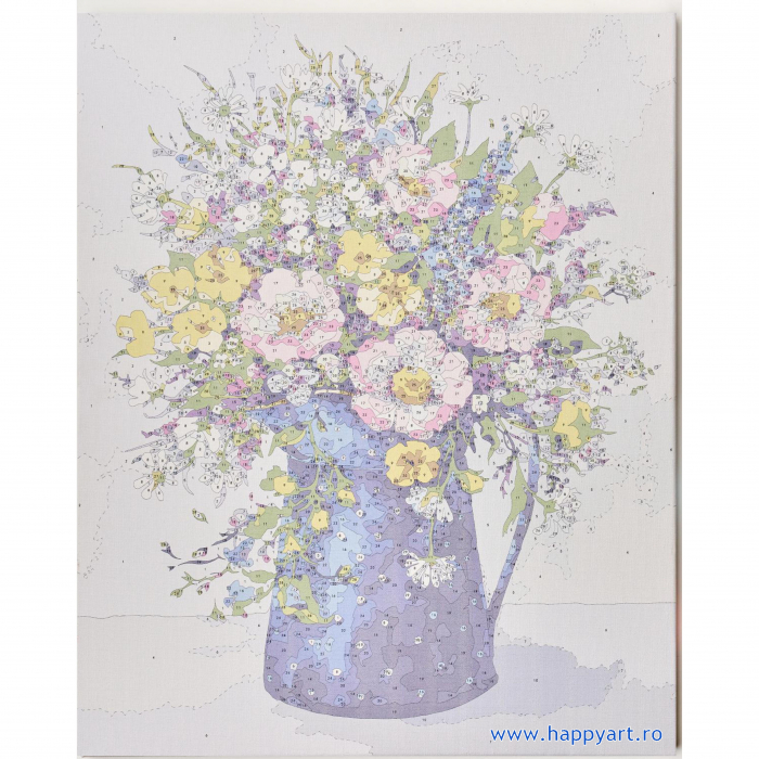 Set pictura pe numere, cu sasiu, Buchet de Flori Salbatice, 40x50 cm, 30 culori [7]