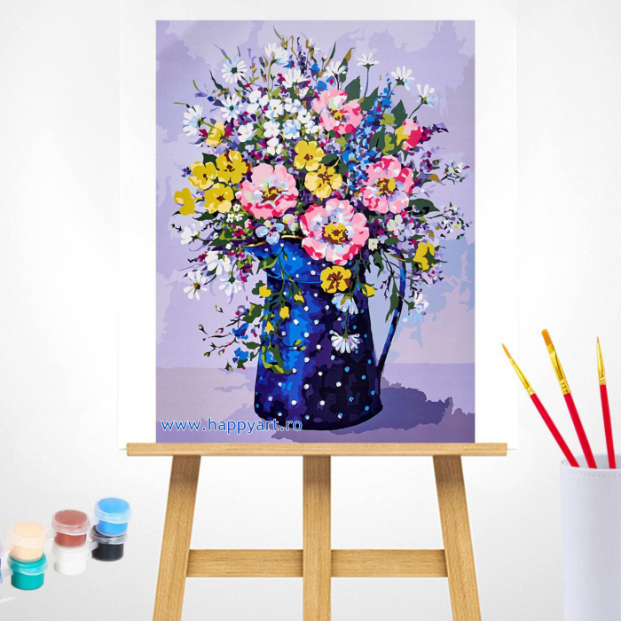 Set pictura pe numere, cu sasiu, Buchet de Flori Salbatice, 40x50 cm, 30 culori [2]