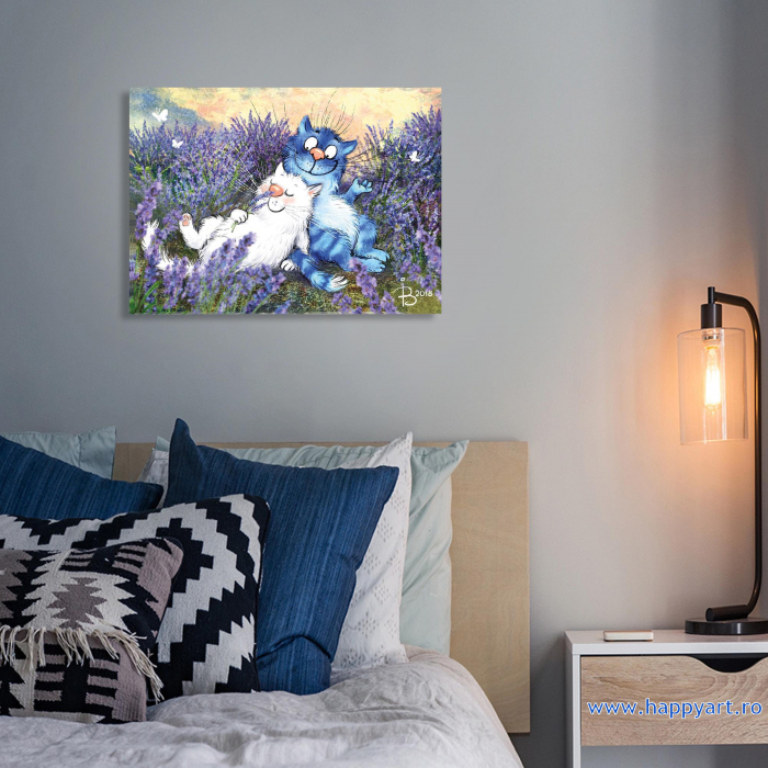 Set pictura pe numere pisici in lavanda, cu sasiu, 30x40 cm, 27 culori [4]