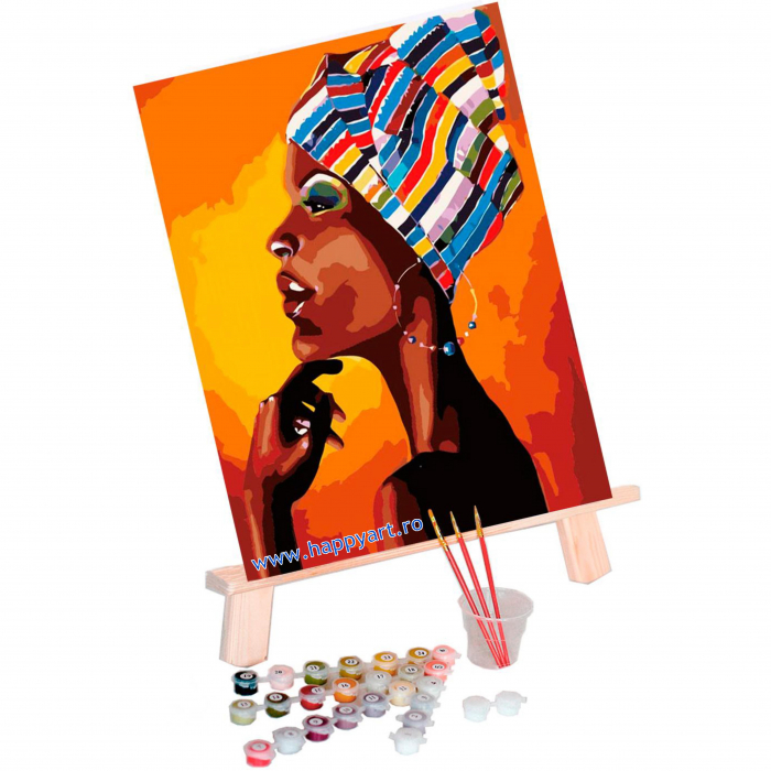 Set pictura pe numere, cu sasiu, Portretul unui African, 40x50 cm, 24 culori [2]