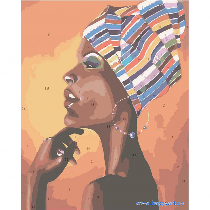 Set pictura pe numere, cu sasiu, Portretul unui African, 40x50 cm, 24 culori [8]