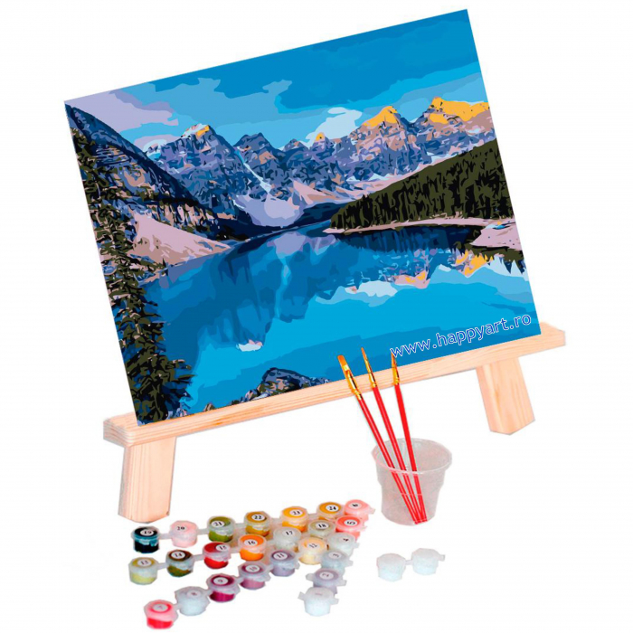 Set pictura pe numere, cu sasiu, Rau de Munte, 40x50 cm, 24 culori [2]