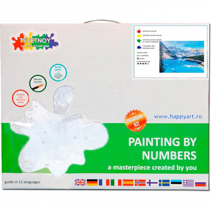 Set pictura pe numere, cu sasiu, Rau de Munte, 40x50 cm, 24 culori [4]