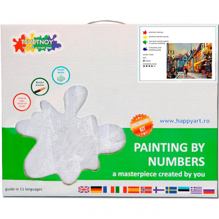 Set pictura pe numere, cu sasiu, Oras European, 40x50 cm, 24 culori [6]
