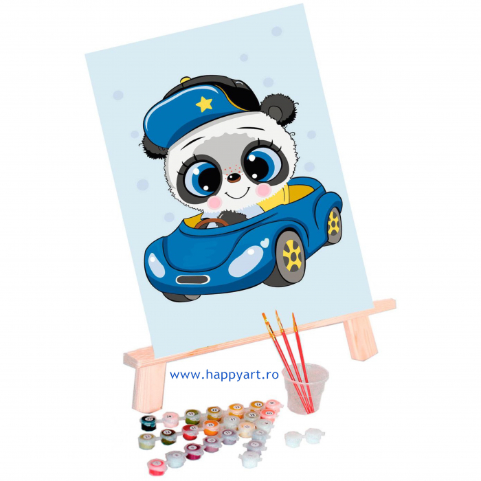 Set pictura pe numere, cu sasiu, Micul Panda, 20x30 cm, 18 culori [2]