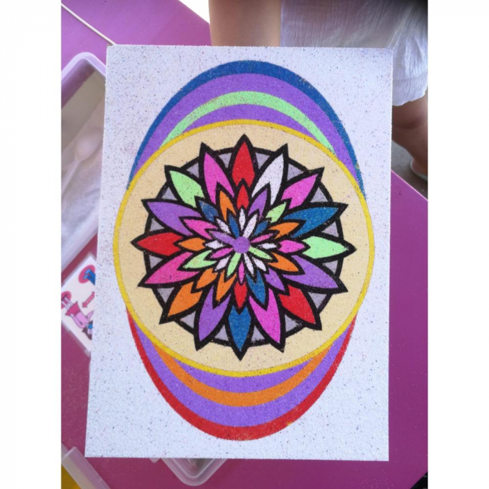 Pictura cu nisip colorat Mandala floare [3]