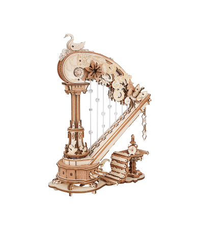 Puzzle 3D din Lemn pentru copii si adulti - Puzzle 3D, Cutie muzicala, Harpa magica, lemn, 350 piese, AMK71