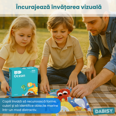 Puzzle copii 4 in 1 OCEAN, 73 piese, DABISY, joc educativ progresiv, 12-16-20-25 piese, carton rezistent, 3+ ani, tematica marina, multicolor [5]