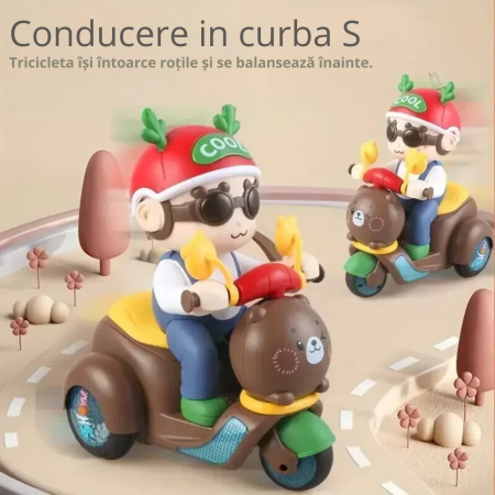 Jucarie interactiva URSUL MOTOCICLIST, DABISY, muzica si lumini, functii cascadorii si dans, pentru copii + 3 ani, multicolor [3]