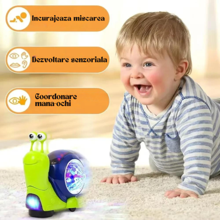 Jucarie senzoriala pentru copii model MELC, DABISY, muzica si lumini, interactiva, pentru copii peste 3 ani, design inovativ si iluminat, functie cascadorii si dans, multicolor [6]