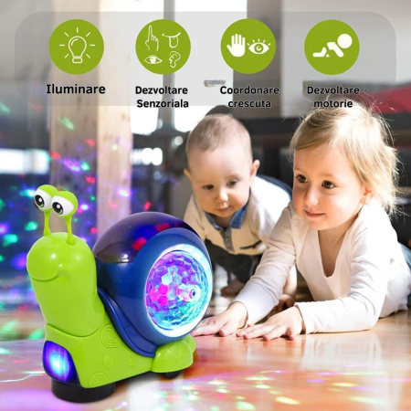 Jucarie senzoriala pentru copii model MELC, DABISY, muzica si lumini, interactiva, pentru copii peste 3 ani, design inovativ si iluminat, functie cascadorii si dans, multicolor [3]