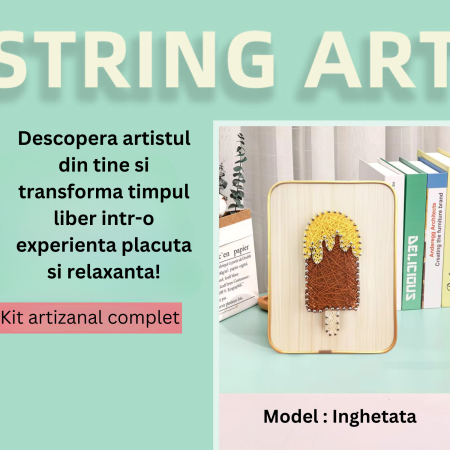 Kit artizanal String Art cu fir pentru copii si adulti, model INGHETATA, efect 3D [3]