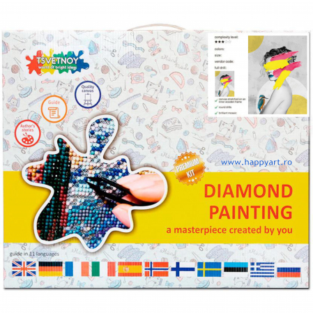 Kit goblen cu diamante, cu sasiu, Abstract, 50X65 cm, diamante rotunde, 30 culori, nivel avansat, LMC029 [3]