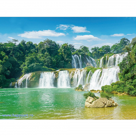 Goblenuri cu diamante - Kit goblen cu diamante, cu sasiu, Cascada maiestuoasa, 40X50 cm, diamante rotunde, 20 culori, nivel avansat, LG202