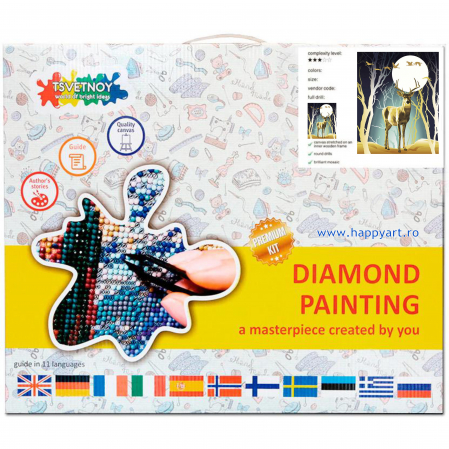 Kit goblen cu diamante, cu sasiu, Moonlight forest, 40X50 cm, diamante rotunde, 30 culori, nivel avansat, LG295 [3]