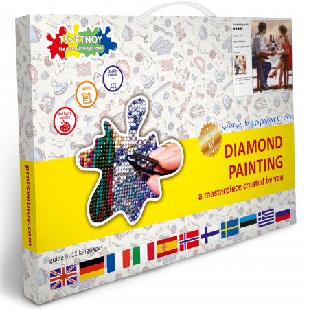 Kit goblen cu diamante, cu sasiu, Cina romantica, 40X50 cm, diamante rotunde, 25 culori, nivel avansat, LG071 [3]