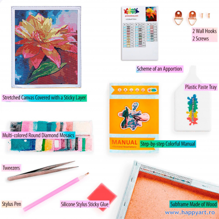 Kit goblen cu diamante, cu sasiu, Crin portocaliu, 40X50 cm, diamante rotunde, 22 culori, nivel avansat, LG228 [1]
