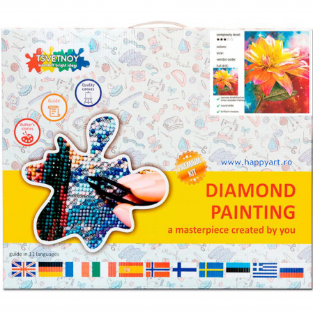 Kit goblen cu diamante, cu sasiu, Crin portocaliu, 40X50 cm, diamante rotunde, 22 culori, nivel avansat, LG228 [2]