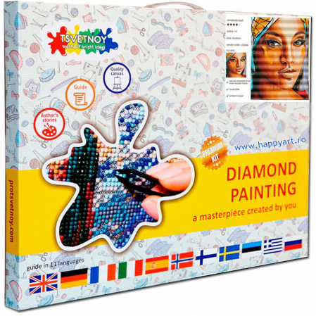 Kit goblen cu diamante, cu sasiu, Frumusete orientala, 50X65 cm, diamante rotunde, 20 culori, nivel avansat, LMC010 [3]