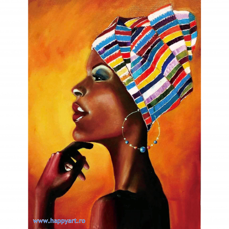 Goblenuri cu diamante - Kit goblen cu diamante, cu sasiu, Portretul unui african, 50X65 cm, diamante rotunde, 33 culori, nivel avansat, LMC013