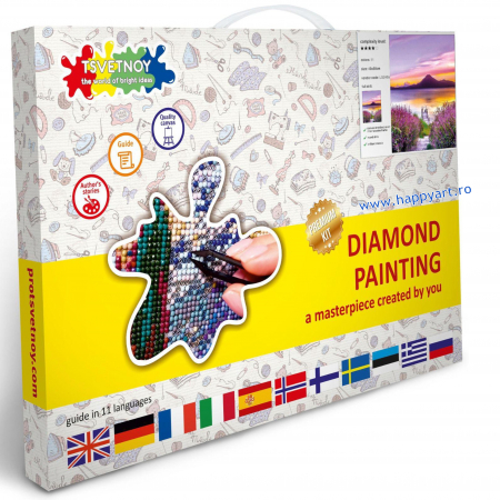 Kit goblen cu diamante, cu sasiu, Lilac sunset, 40X50 cm, diamante rotunde, 33 culori, nivel avansat, LG293 [2]