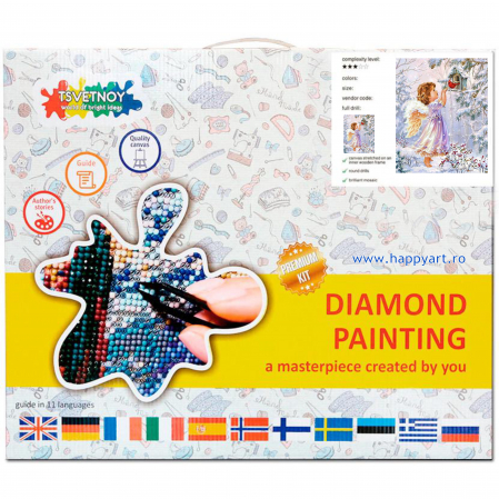 Kit goblen cu diamante, cu sasiu, Christmas angel, 40X50 cm, diamante rotunde, 33 culori, nivel avansat, LG294 [3]