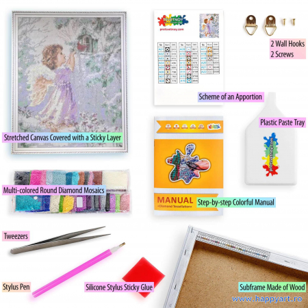 Kit goblen cu diamante, cu sasiu, Christmas angel, 40X50 cm, diamante rotunde, 33 culori, nivel avansat, LG294 [4]