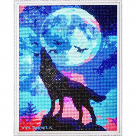 Kit goblen cu diamante, cu sasiu, Luna plina, 40X50 cm, diamante rotunde, 16 culori, nivel avansat, LG230 [1]