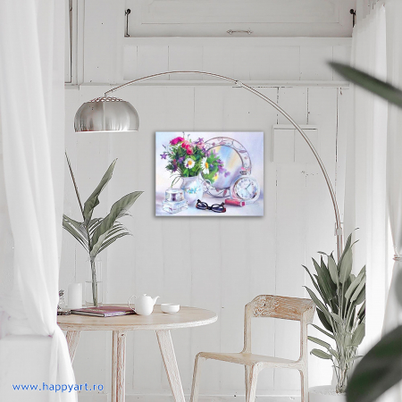 Kit goblen cu diamante, cu sasiu, Flower mood, 40X50 cm, diamante rotunde, 32 culori, nivel avansat, LG080 [1]