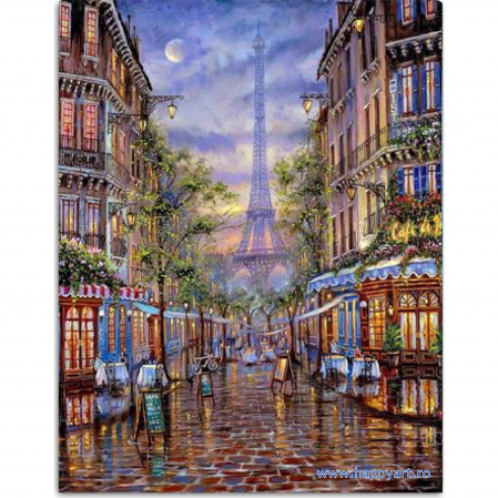 Goblenuri cu diamante - Kit goblen cu diamante, cu sasiu, Paris, 40X50 cm, diamante rotunde, 35 culori, nivel avansat, LG062