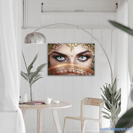 Kit goblen cu diamante, cu sasiu, Eastern eyes, 50X65 cm, diamante rotunde, 26 culori, nivel avansat, LMC016 [1]