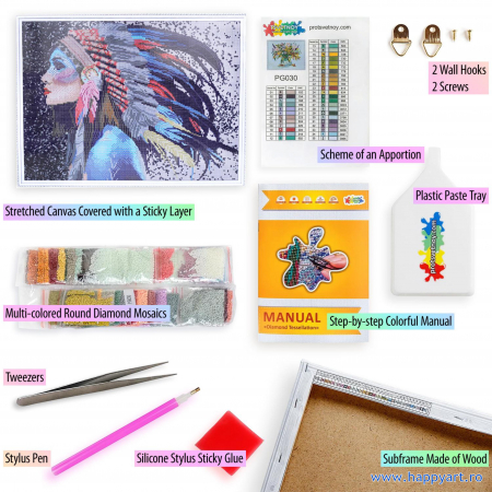Kit goblen cu diamante, cu sasiu, Shaman girl, 50X65 cm, diamante rotunde, 39 culori, nivel avansat, LMC017 [1]