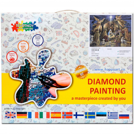Kit goblen cu diamante, cu sasiu, Tabloul nasterii, 50X65 cm, diamante rotunde, 28 culori, nivel avansat, LMC022 [2]