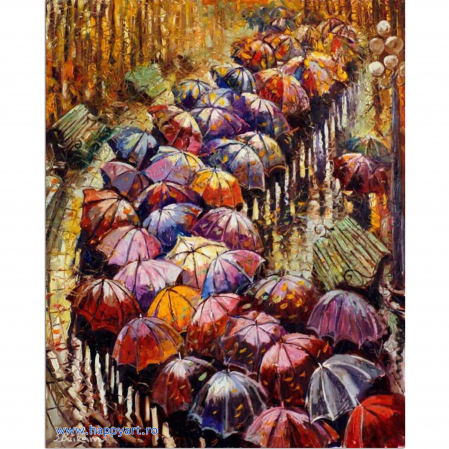 Goblenuri cu diamante - Kit goblen cu diamante, cu sasiu, Umbrele de toamna, 40X50 cm, diamante rotunde, 35 culori, nivel avansat, LG152