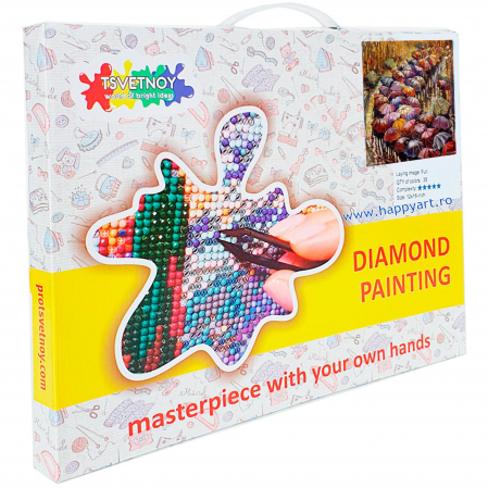 Kit goblen cu diamante, cu sasiu, Umbrele de toamna, 40X50 cm, diamante rotunde, 35 culori, nivel avansat, LG152 [2]