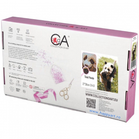 Kit goblen cu diamante, fara sasiu, Panda obosit, 27X38 cm, diamante patrate, 30 culori, nivel avansat, DE431 [3]