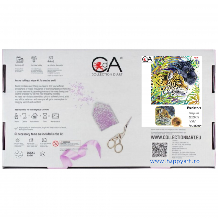 Kit goblen cu diamante, fara sasiu, Pantera & Ghepardul, 38X38 cm, diamante patrate, 41 culori, nivel avansat, DE7004 [3]