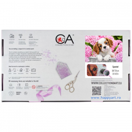 Kit goblen cu diamante, fara sasiu, Cocker spaniel, 38X27 cm, diamante patrate, 32 culori, nivel avansat, DE4654 [4]