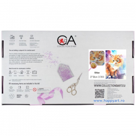 Kit goblen cu diamante, fara sasiu, Pisoias colorat, 27X38 cm, diamante patrate, 50 culori, nivel avansat, DE7099 [3]