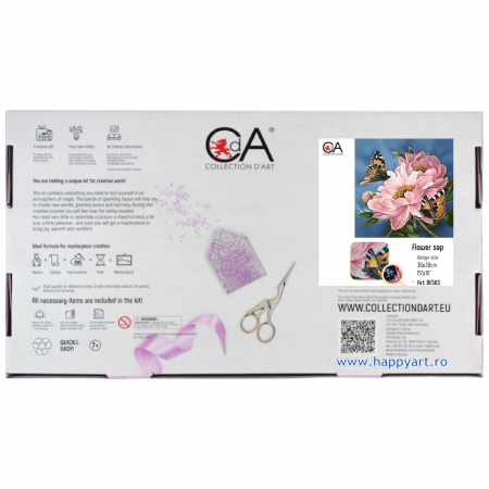 Kit goblen cu diamante, fara sasiu, Flori si fluturi, 38X38 cm, diamante patrate, 38 culori, nivel avansat, DE583 [4]
