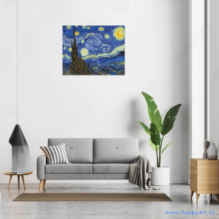 Kit goblen cu diamante Noapte instelata de Van Gogh, cu sasiu, 40X50 cm, 27 culori [1]
