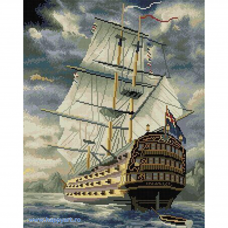 Goblenuri cu diamante - Kit goblen cu diamante Piratii din Caraibe, cu sasiu, 40X50 cm, 30 culori