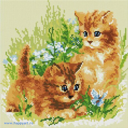 Goblenuri cu diamante - Kit goblen cu diamante Buchet de lalele, cu sasiu, 30X30 cm, 16 culori