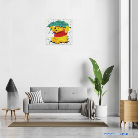 Kit goblen cu diamante Winnie The Pooh, cu sasiu, 20X20 cm, 16 culori [1]