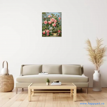 Kit pictura pe numere Buchet de trandafiri, cu sasiu, 40X50 cm, 23 culori [1]