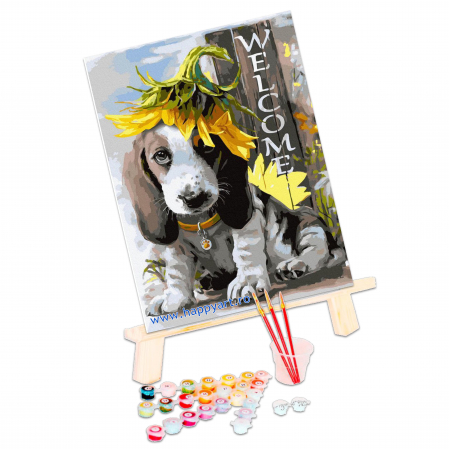 Kit pictura pe numere Welcome, cu sasiu, 30x40 cm, 24 culori [2]
